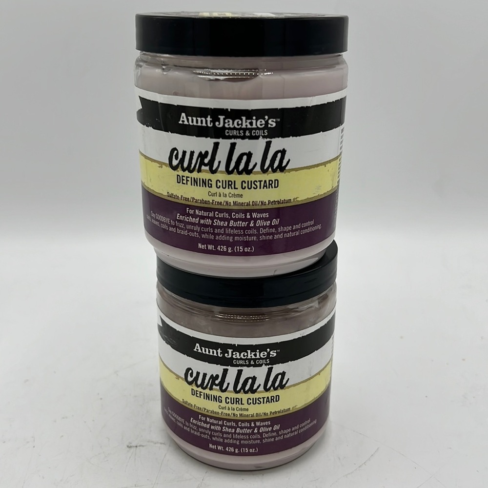 2 x Aunt Jackies Curl La La Defining Curl Custard Cream, 15 oz Exp 08/2022